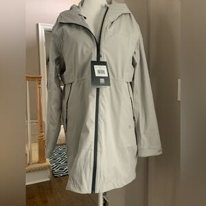 Women’s Light Gray XL Long Commuter Trench Jacket with Zip Closure